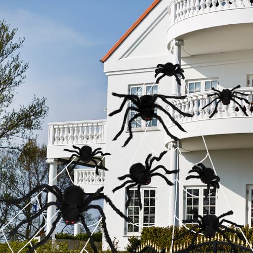12 Pcs Halloween Decorations Outdoor Large Spiders and Web
