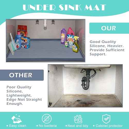 Waterproof Silicone Under Sink Mat 22'' x 19'' Shelf Liner for Kitchen and Bathroom