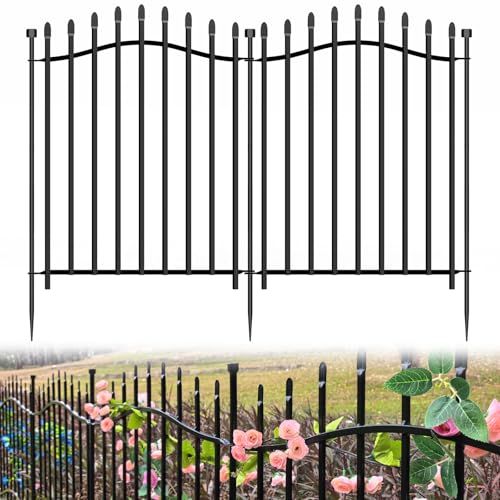 No Dig Garden Fence 32" H x 22.5'L Decorative Yard Dog Outdoor Panels (6.32 Sq Ft)