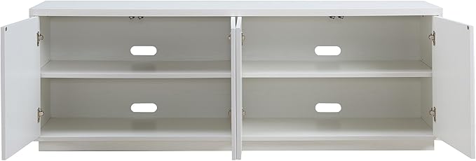 Henn&Hart Fluted TV Stand for TVs up to 75" with 2 Concealed Ribbed Storage Cabinets and Adjustable Shelves for Living Room, Family Room, or Office, Cloud White