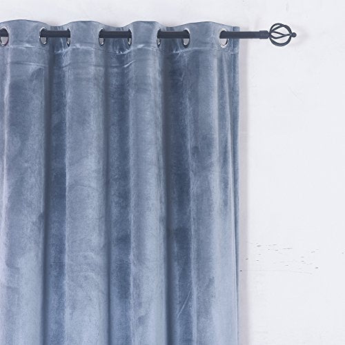 Super Soft Luxury Room Darkening Velvet Stone Blue