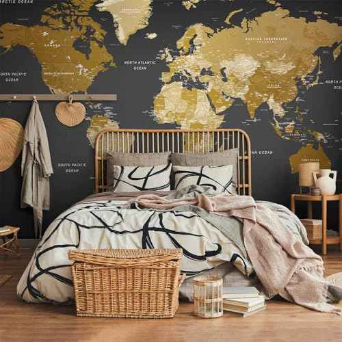 Wall Mural World Map 79x55 in (30.13 Sq Ft)