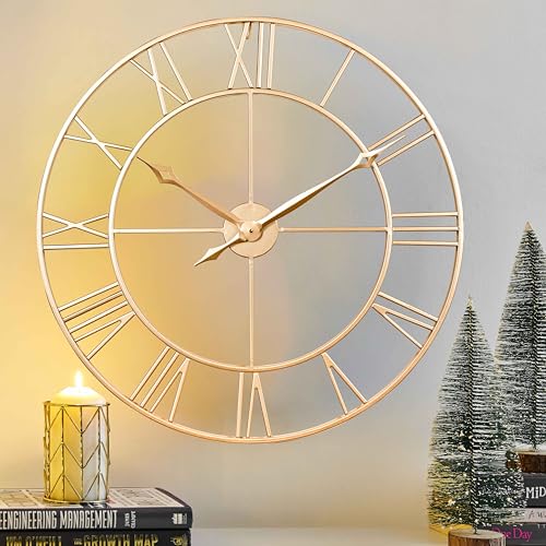 Large 30 Inch Gold Wall Clocks for Living Room Decor