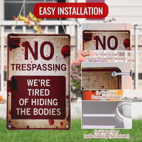 Halloween Decorations Metal Tin Sign for Outdoor Yard