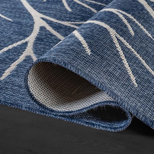 Washable Indoor Outdoor Rug 6x9 Modern Area Rugs Branch Pattern Non Shedding Waterproof Easy Clean Patio Deck Porch Living Room Bedroom Garden RV (54 Sq Ft)