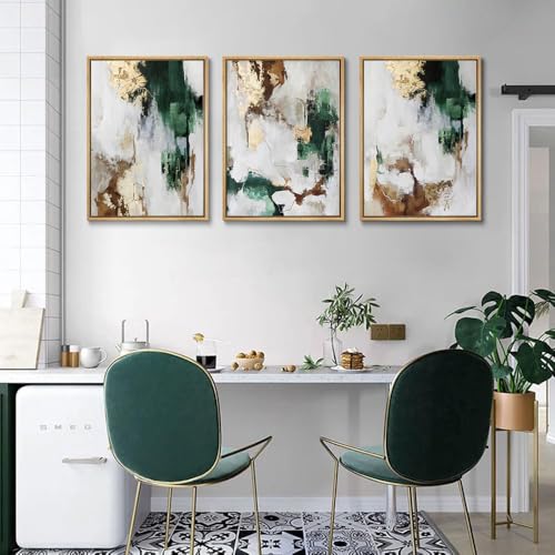 3Pcs Green And Gold Canvas Wall Art (3 Count)
