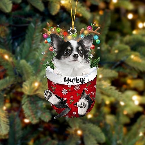 Long Haired White Chihuahua Dog Christmas Ornament