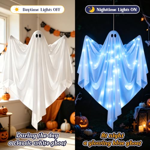 Halloween Hanging Light up Ghost (Blue)