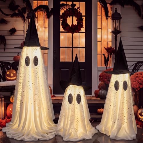 3 Pcs Halloween Decorations Outdoor Light up Ghost with Lights