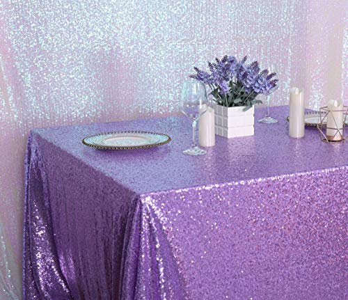 Sequin Tablecloth 60x102 Inch Lavender for Wedding Party