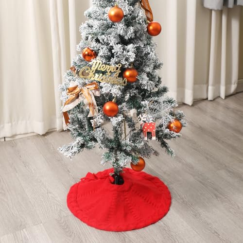 18" Red Knitted Tree Skirt