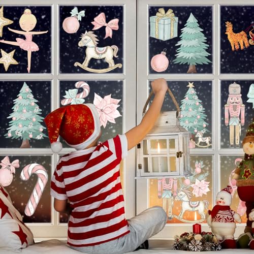 Pink Christmas Window Clings