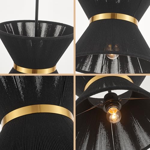 Hand Woven Boho Pendant Light Coastal Mini Modern Chandelier Adjustable Transitional Minimalist Pendant Lighting Fixtures for Kitchen Island Dining Room