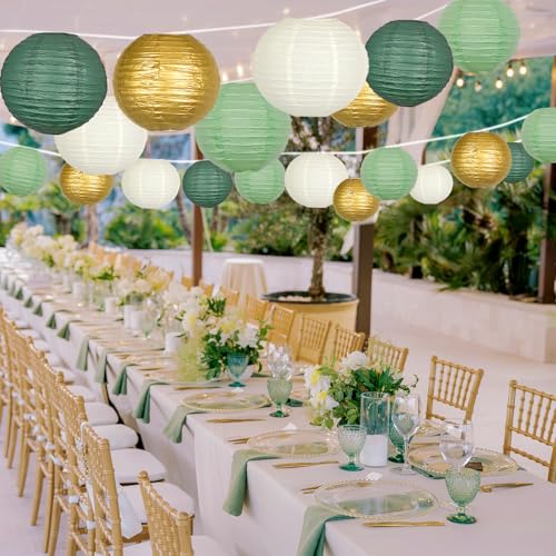 21 Pack Sage Green Paper Lanterns (21 Count)