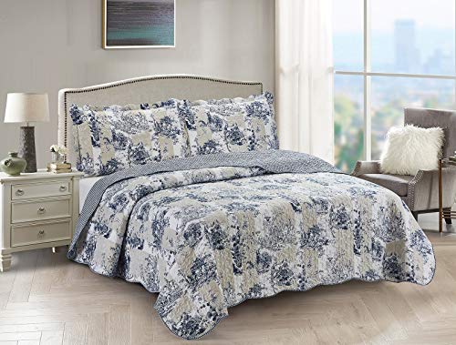 Blue Toile Quilt Set