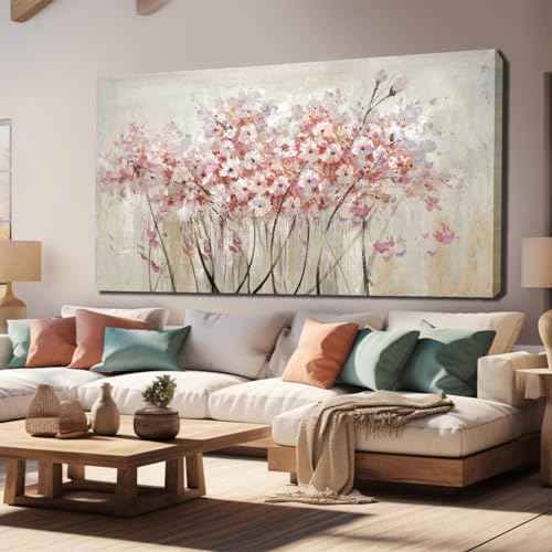 Home Decor Pink Blossom Hand Painted 30x60 Inch Colorful Wall Art Large Canvas Wall Art for Living Room Bedroom Office Kitchen