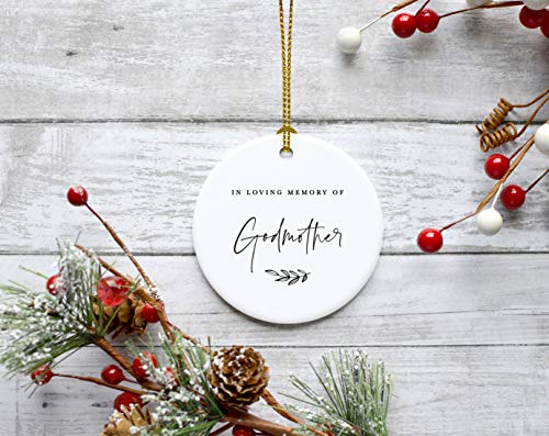 Round Ceramic Porcelain Christmas Tree Ornament Keepsake Collectible Godmother Bereavement Memorial Gift