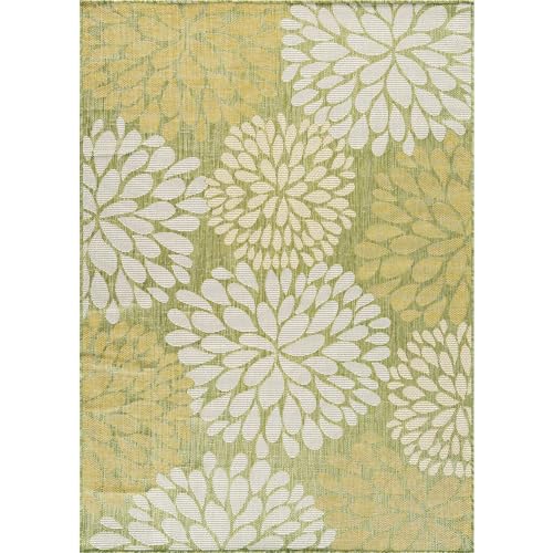 Outdoor Rug 9x12 Modern Exotic Tropical Leaf Area Rugs for Indoor and Outdoor Patio Deck Porch Garden Water Resistant Washable Outside Carpet