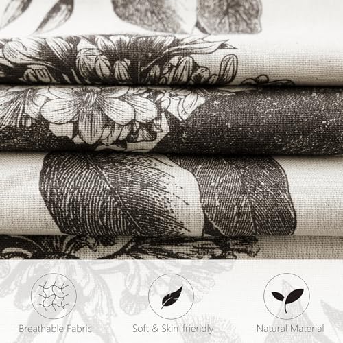 Set of 2 Linen Floral Vintage Throw Pillow Covers Neutral Accent Print Decorative Cushion Covers Farmhouse Boho Home Decor for Sofa Chair Couch Bedroom Living Room (2 Count)