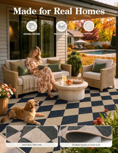 Checkered Easy Jute 5x7 Area Rugs