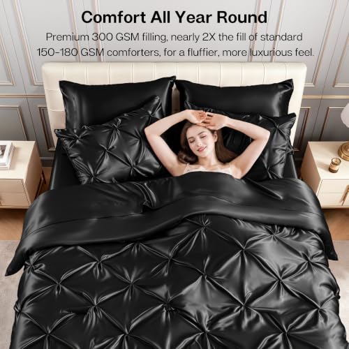 Satin King Size Comforter Set Black