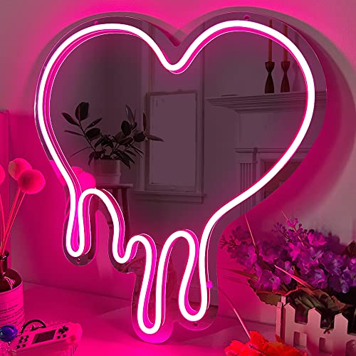 Melting Heart Neon Acrylic Mirror Sign with LED Light