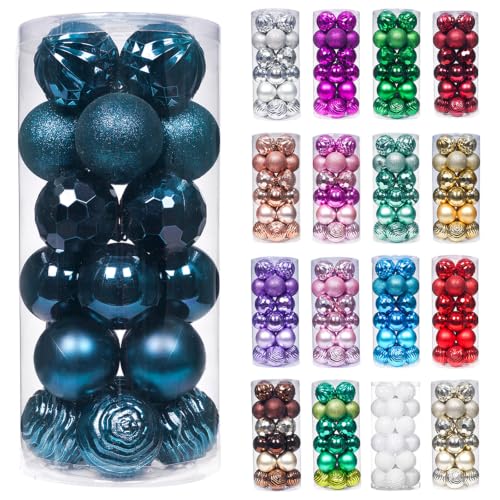 60mm 2.36" Christmas Ball Ornaments Shatterproof Christmas Ornaments Set Decorations for Xmas Tree Balls (34 Count)
