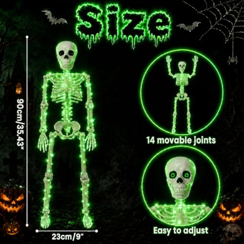 2Pack36 Halloween Lighted Skeleton Deco (Green Light)