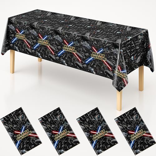 4Pcs Galaxy Movie Themed Birthday Decorations Tablecloths (4 Count)