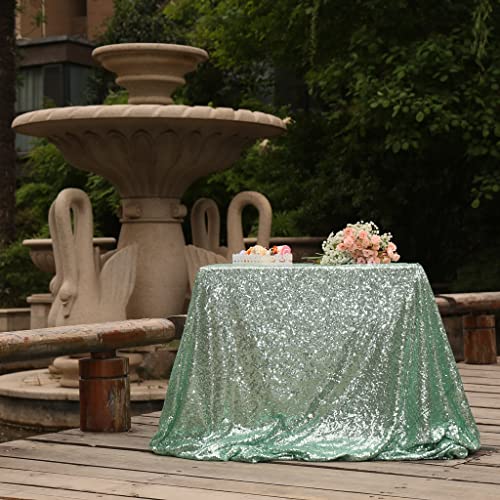 Sequin Tablecloth 60x120 Inch Green for Wedding Party