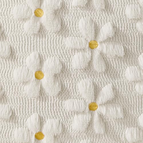 Spring Summer Pillow Covers 18x18 inch Set of 2 White Daisy (2 Count)