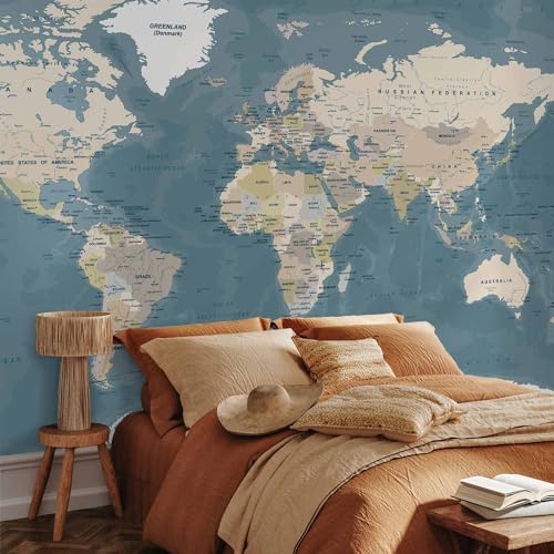Wall Mural World Map 79x55 in (30.13 Sq Ft)