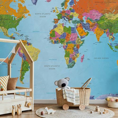 Wall Mural World Map 79x55 in (30.13 Sq Ft)