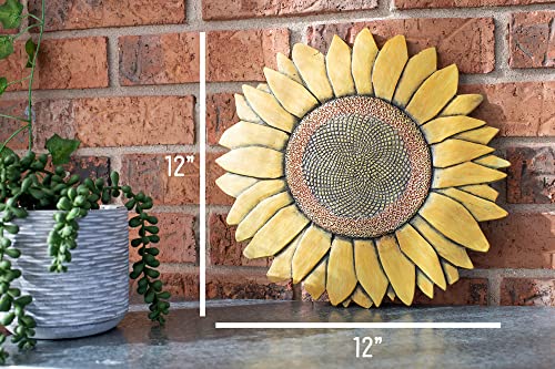 NAT & Jules Sunflower Shaped Dimensional Indoor Outdoor 12 inch Cast Resin Decorative Garden Stepping Stone