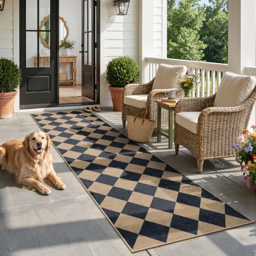 Checkered Hallways Runner Rug Non Slip
