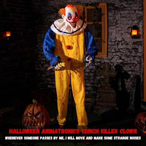 Halloween Animatronic 6ft Killer Clown Decorations