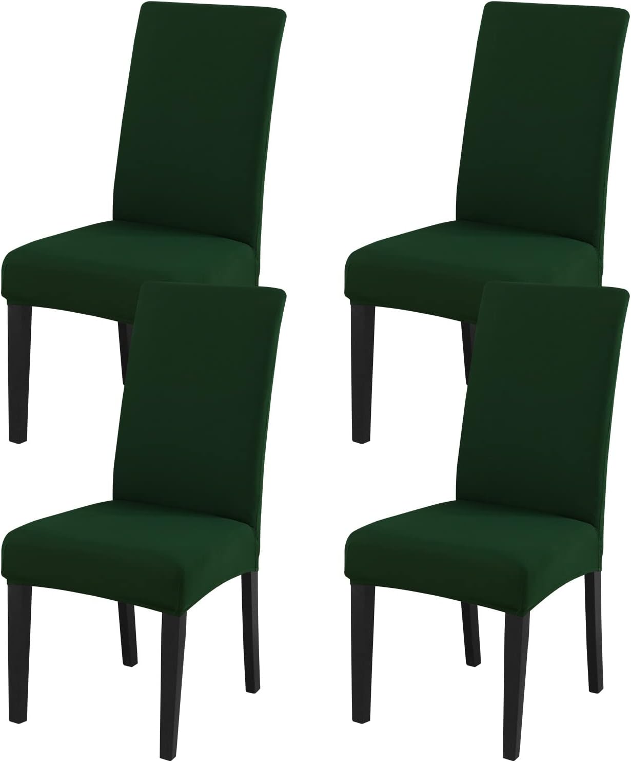 JQinHome Chair Covers for Dining Chairs, High Stretch Removable Washable Chair Protector Cover Set of 4, Chair Slipcovers for Dining Room, Kitchen,Home Party,Wedding Ceremony(Hunter Green, 4PC)