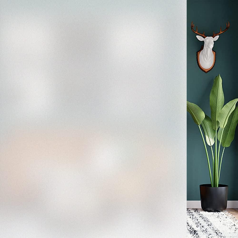 HIDBEA Frosted Window Privacy Film - Non Adhesive Static Cling Glass Stickers Sun UV Blocking Heat Control Door Covering Decals for Home Office, 35.4 x 78.7 Inch