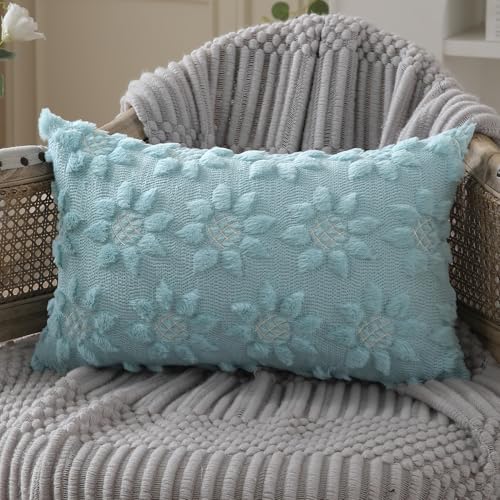 Spring Summer Pillow Covers 12x20 inch Set of 2 Blue Sunflower (2 Count)