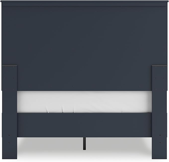 Signature Design by Ashley Simmenfort Casual Full Platform Bed, Matte Finish, Shaker Style, Navy Blue, Shiplap-Style Headboard, Coastal, Adjustable Height, Foundation or Box Spring Not Needed, Blue