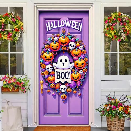 Halloween Door Cover Ghost Boo 12x47 Inch Polyester