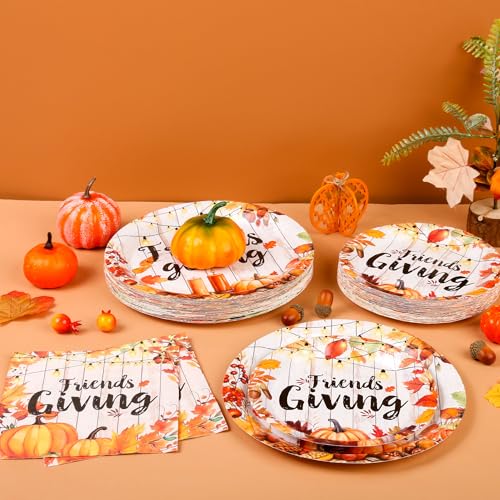 150Pcs Friendsgiving Plates Napkins Fall Paper Plates Napkin Party Supplies (150 Count)