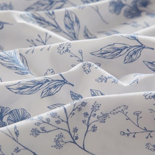 Vintage Flower Comforter Set King Blue Floral Bedding Comforter Cottagecore Flower Botanical Comforter Set Fluffy Soft Coquette Bedding King Size Lightweight Boho Floral Comforter with 2 Pillowcases (3 Piece Set)