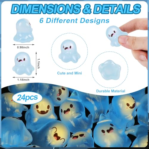 24PCS Mini Luminous Ghost Miniature Figurines (24 Count)