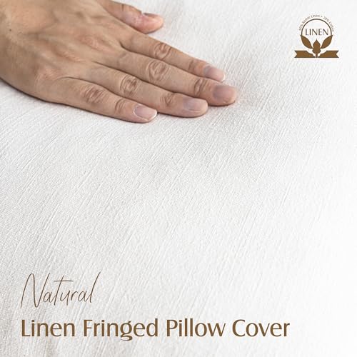 Decorative Linen Fringe Throw Pillow Covers 22×22 Inch (2 Count)
