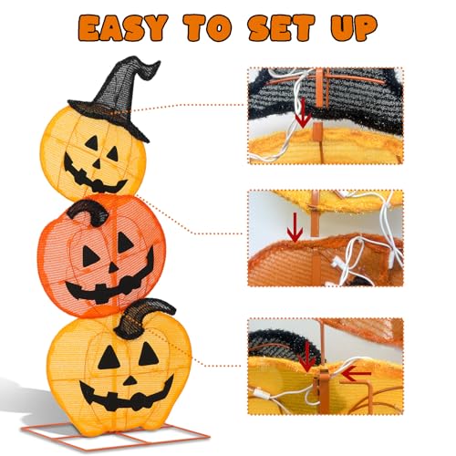 Halloween Lighted Stacked Pumpkins Decoration (Stacked Pumpkins)