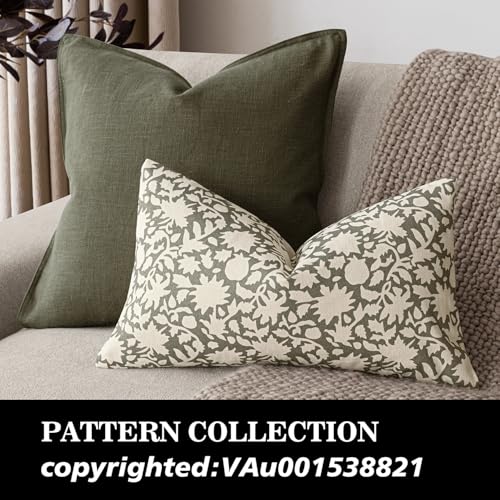 Set of 2 Decorative Neutral Floral Throw Pillow Covers Accent Farmhouse Cushion Covers Boho Lumbar Pillowcase for Couch Sofa Bedroom Living Room Home Decor (2 Count)