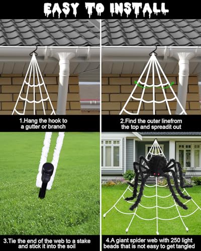 Brighter Spider Webs Halloween Decorations Lights