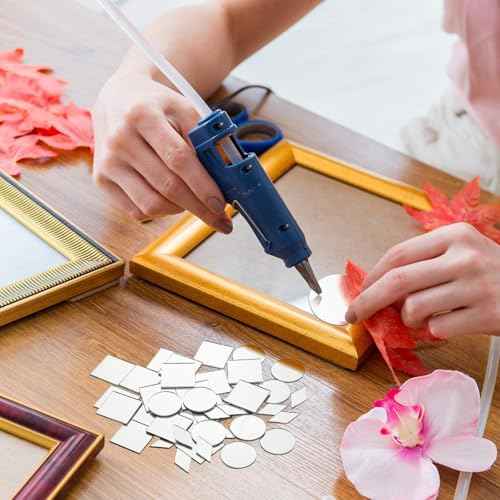 150 Pieces 1 Inch 3 Shapes Mirror Mosaic Tile Small Round Diamond Square Mini Mosaic Mirrors DIY Craft Glass Decorative for Projects Crafts Supplies
