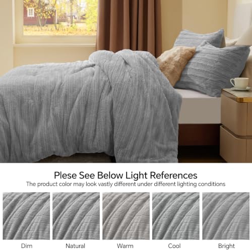 Faux Fur Queen Comforter Set